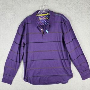 Robert Graham Polo Shirt Mens Large Striped Golf Performance Long Sleeve 85642